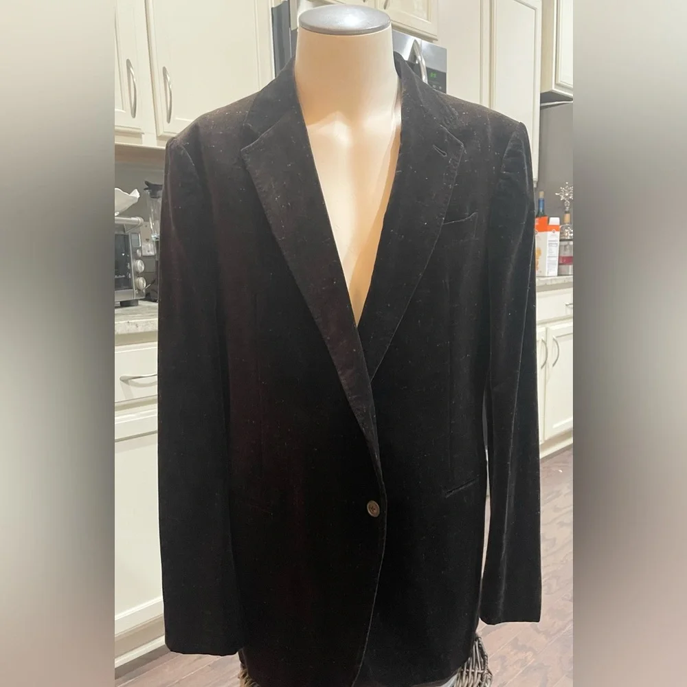 ARMANI COLLEZIONI BROWN VELVET SPECKLED SINGLE BREASTED DINNER JACKET